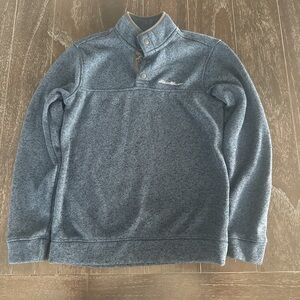Eddie Bauer Men's Blue Heather Button-Up sweater